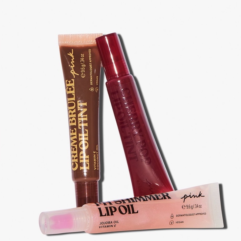PINK Victoria's Secret Lip Oil Tint Set - Gloss Me, Frost Me & Tint Me New🤩